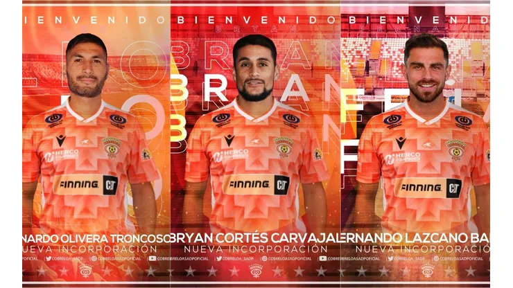 Leonardo Olivera, Fernando Lazcano y Bryan Cortés son los tres refuerzos que abrochó Cobreloa al filo del cierre del libro de pases