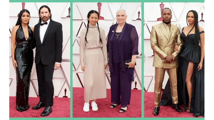 Trent Reznor, Chloe Zhao y Leslie Odom Jr. algunos de los nominados que desfilaron por la alfombra roja de los Oscar 2021.