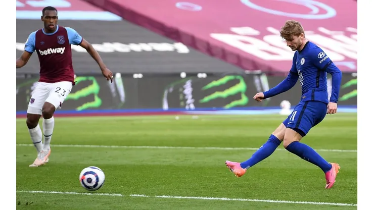 Timo Werner marcó el único gol en el compromiso entre Chelsea y West Ham.