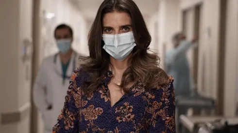 María Luisa Godoy en las grabaciones de Héroes de Hoy, de TVN.