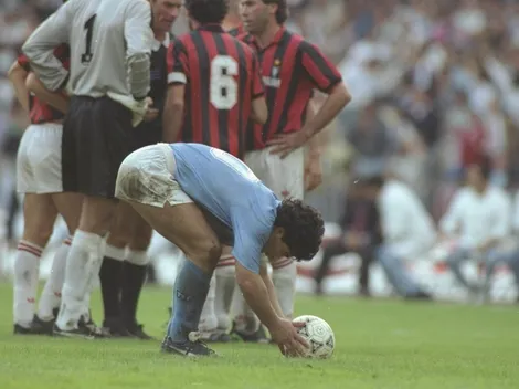 La frase en el cementerio de Nápoles de devoción a Maradona