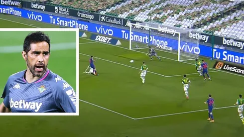 Claudio Bravo tapando un tiro de Correa en los descuentos