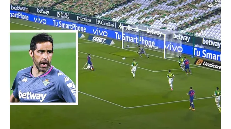 Claudio Bravo tapando un tiro de Correa en los descuentos