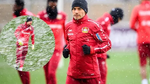 Charles Aránguiz y Bayer Leverkusen bajo la nieve.