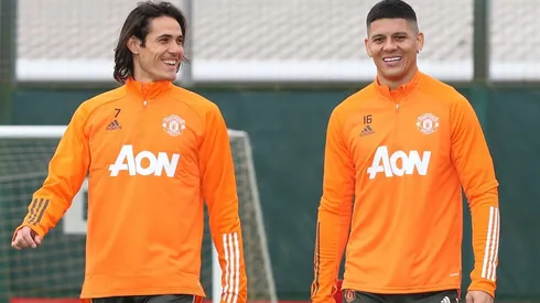Cavani y Rojo coincidieron en Manchester United