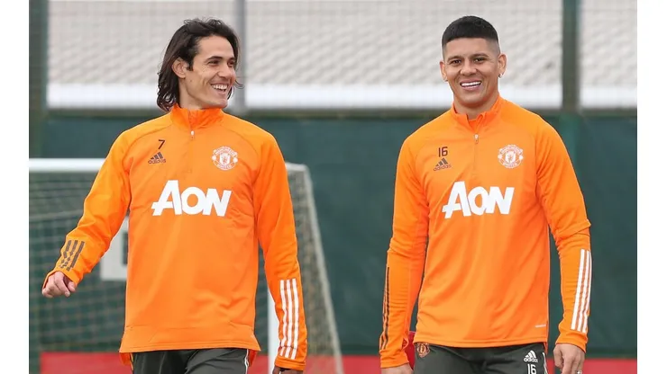 Cavani y Rojo coincidieron en Manchester United