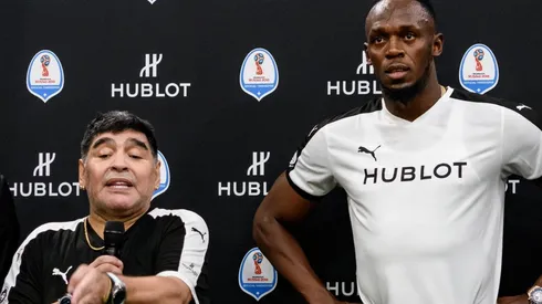Usain Bolt siempre soñó con estar en el olimpo de estrellas mundiales como Diego Maradona