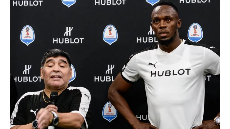 Usain Bolt siempre soñó con estar en el olimpo de estrellas mundiales como Diego Maradona