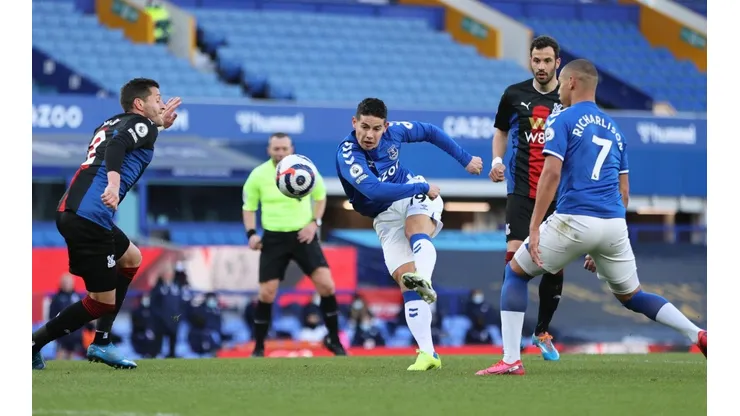 James Rodríguez vuelve a las canchas con un gol en el Everton ante el Crystal Palace