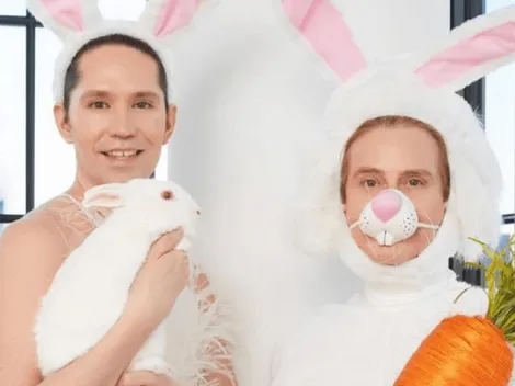 Di Mondo y su pareja se disfrazan de conejitos para celebrar la pascua