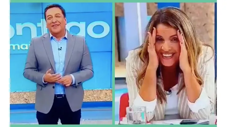 Julio César Rodríguez y Monserrat Álvarez en medio del hilarante momento que se vivió en Contigo en la Mañana.