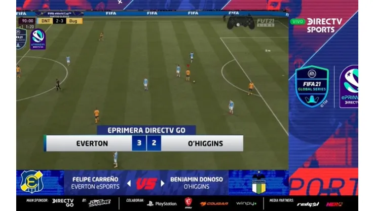 Everton junto a su gamer Felipe Carreño se impuso a O'Higgins de Benjamín Donoso en la primera jornada del ePrimera DIRECTV GO.
