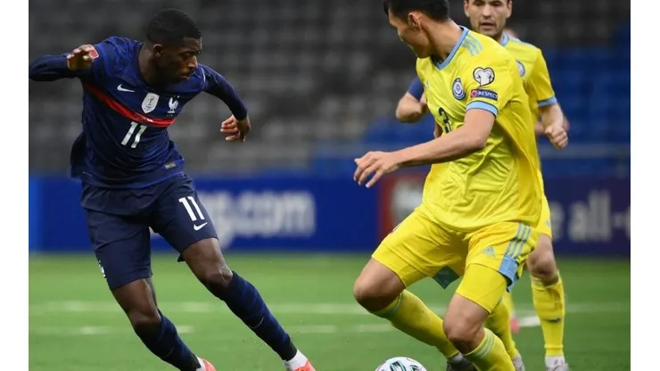 Ousmane Dembélé marcó el primer gol de Francia ante Kazajistán.