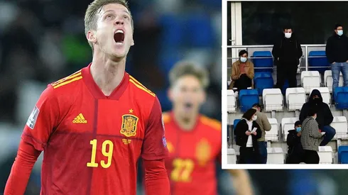 Dani Olmo celebra el gol en el minuto 92 del encuentro.