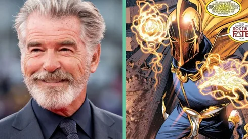 Pierce Brosnan y el "Dr. Fate" de los cómics de DC.