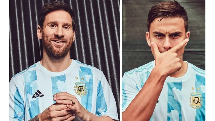 Messi y Dybala lucen la nueva camiseta argentina