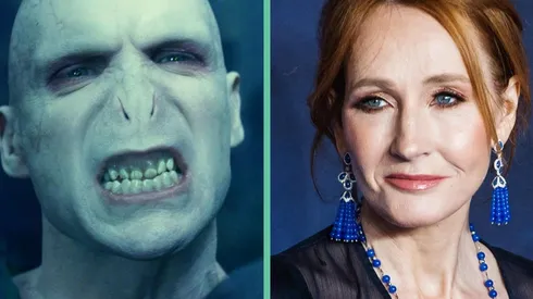 Ralph Fiennes en el rol de Voldemort y la escritora tras la saga "Harry Potter", J.K. Rowling.
