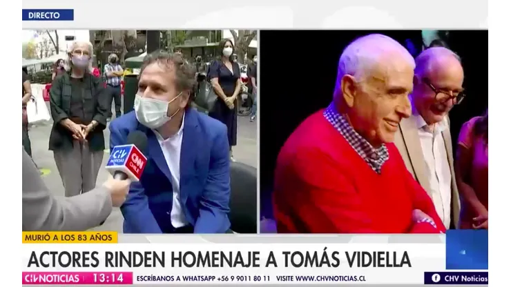 Juan Pablo Sáez en conversación con Chilevisión, en medio del velatorio de Tomás Vidiella.