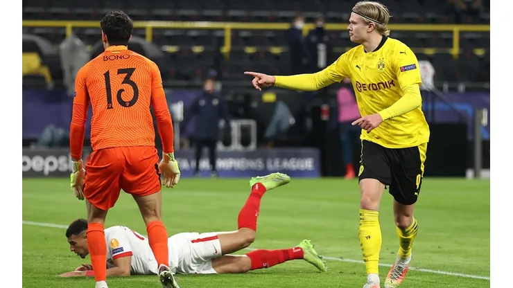 Haaland fue la estrella del Dortmund ante Sevilla
