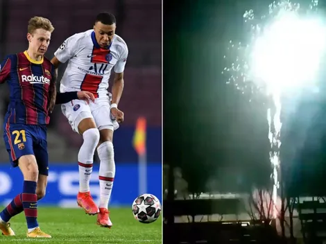 Video: ¡Fuegos artificiales! Hinchas del PSG no dejan dormir al Barça