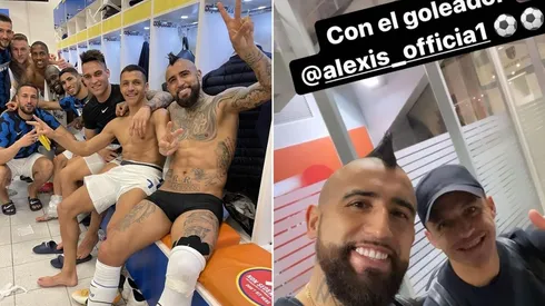 Arturo Vidal feliz con el doblete de Alexis Sánchez en el Inter.