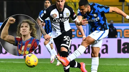 Puyol festejó el doblete de Alexis ante el Parma