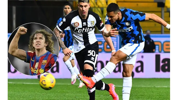 Puyol festejó el doblete de Alexis ante el Parma