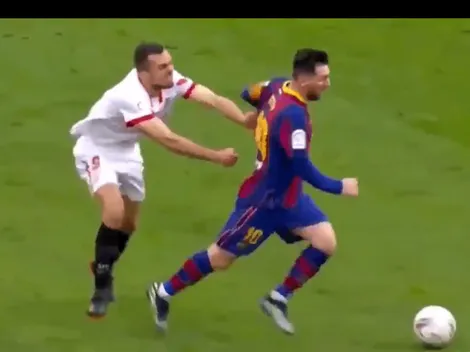 Jugador de Sevilla enloquece intentando parar a Messi