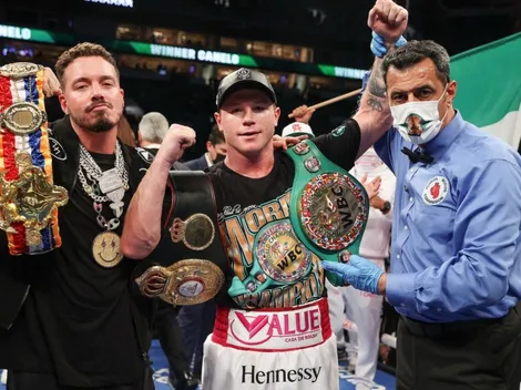 La caminata del Canelo Álvarez al ring en compañía de J-Balvin