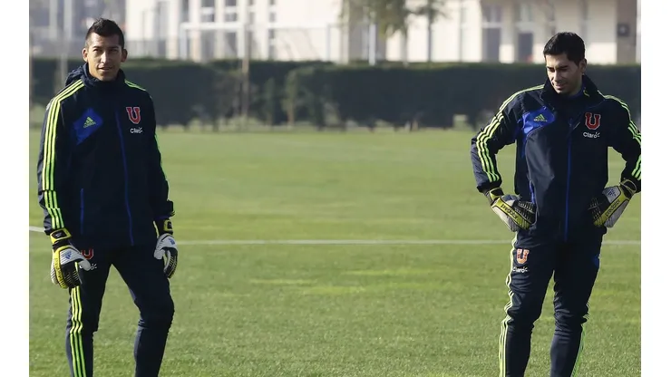 Luis Marín y Johnny Herrera en un entrenamiento de Universidad de Chile en 2013