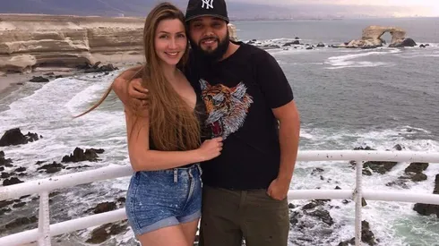 Araceli Díaz junto a Sebastián "Cangri" Leiva, en La Portada de Antofagasta.