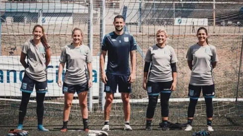 Gabriel Arias saca aplausos por entrenar con las arqueras de Racing Club