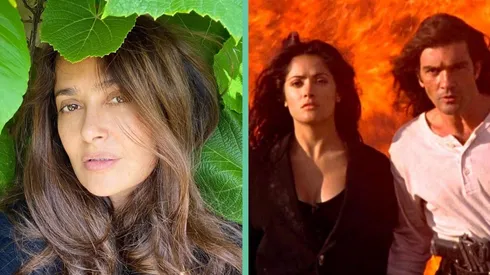 Salma Hayek en el presente y en su aparición en "Desperado", la película de Robert Rodríguez con Antonio Banderas.