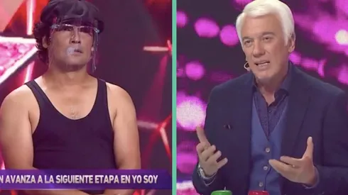 El imitador de Brian Johnson junto a Antonio Vodanovic en "Yo Soy".