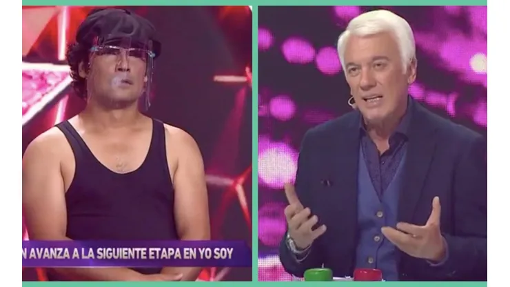 El imitador de Brian Johnson junto a Antonio Vodanovic en "Yo Soy".