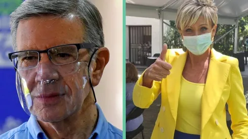 Joaquín Lavín y Raquel Argandoña tras su vacunación.