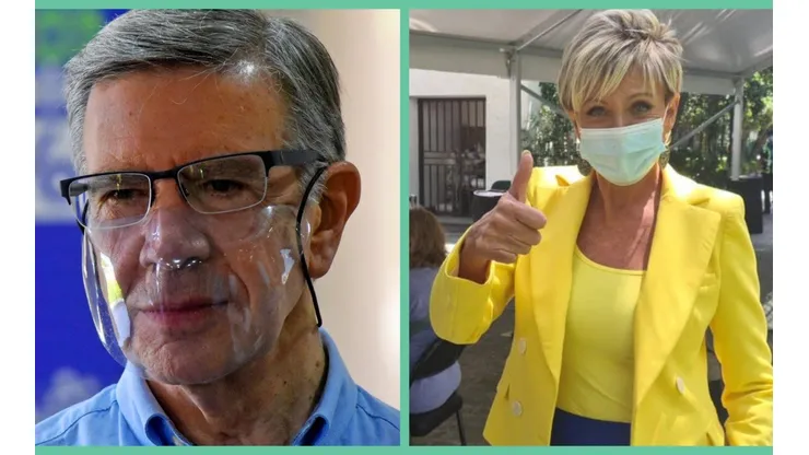 Joaquín Lavín y Raquel Argandoña tras su vacunación.