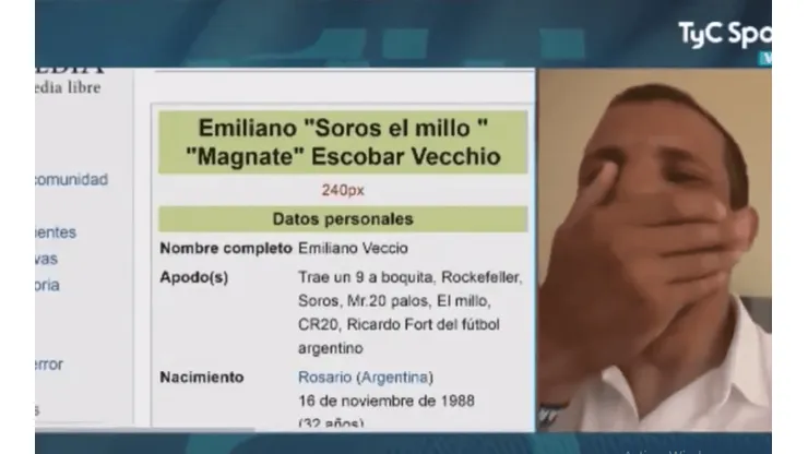 Emiliano Vecchio reaccionó a su nuevo perfil en Wikipedia.