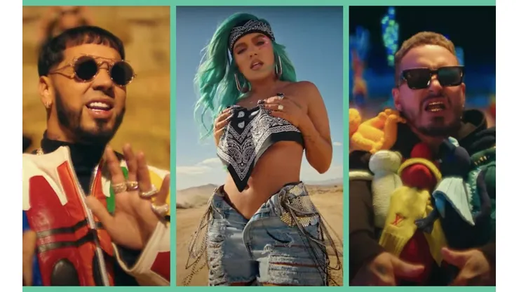 Anuel AA y J Balvin junto a Karol G, para el video de "Location".