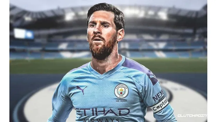 Lionel Messi con la camiseta del Manchester City