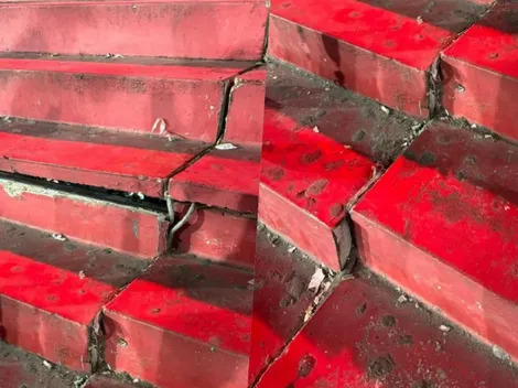 Graban como el estadio de Independiente se cae a pedazos