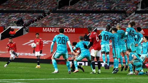 Golazo de tiro libre de Bruno Fernandes en el Manchester United-Liverpool.