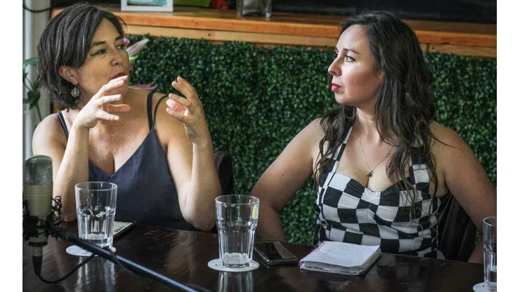 Elisa Montesinos y Johanna Watson en el lanzamiento del sitio web
