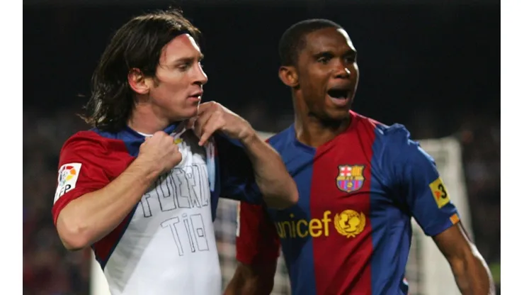 Lionel Messi y Samuel Eto'o en sus tiempos juntos en Barcelona.
