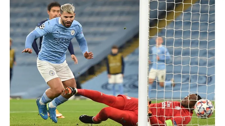 Sergio Kun Agüero en uno de sus pocos tantos en la actual temporada