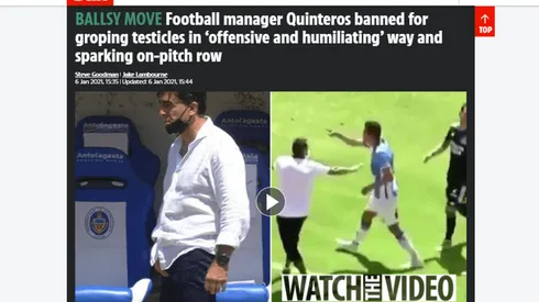 El grosero gesto de Gustavo Quinteros llegó a la prensa inglesa.