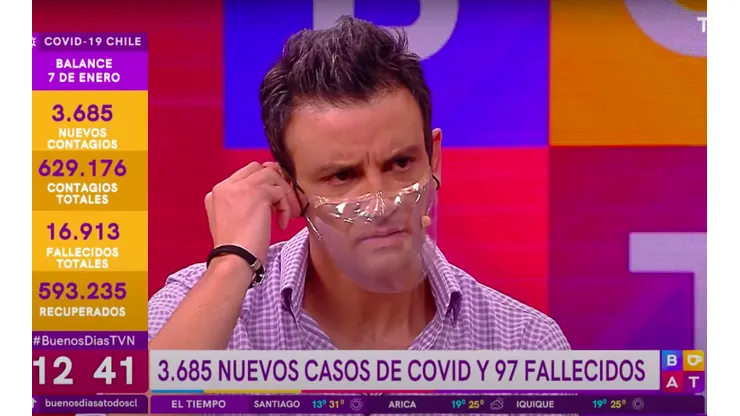 Gonzalo Ramírez en medio de su contundente intervención en el Buenos Días a Todos, por las fiestas en Cachagua.