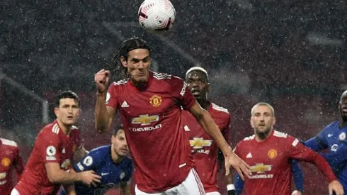 Edinson Cavani con la camiseta del Manchester United