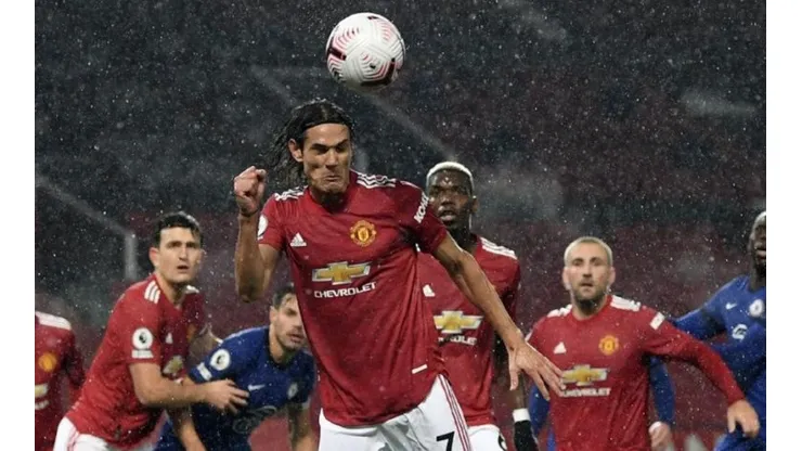 Edinson Cavani con la camiseta del Manchester United