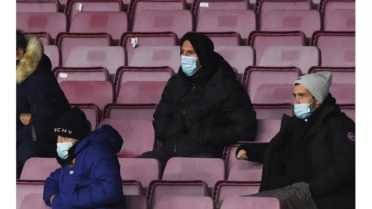 Lionel Messi vio el partido en la tribuna y cada uno de sus gestos fue registrado para las cámaras de televisión